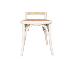 Biscottini bela Thonet stolica od masiva jasena sa pletenim ratan sedištem u vintage bistro stilu