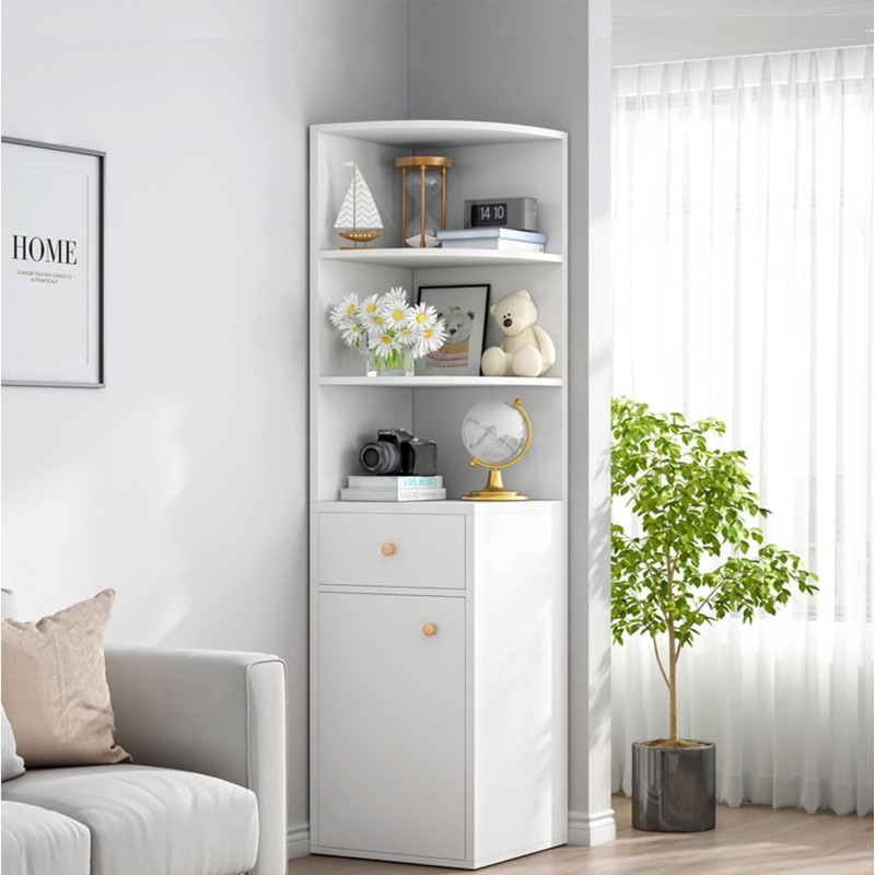Mosegor ugaona polica, bela, MDF, 150x30x30 cm | Outlet BGD