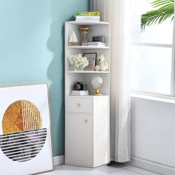 Mosegor ugaona polica, bela, MDF, 150x30x30 cm | Outlet BGD