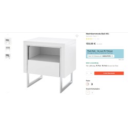 Bell Hill noćni stočić, alpsko bela, 50x55x40 cm | Outlet BGD