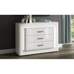 Loftscape Tromoy komoda, LED, bela/bela visoki sjaj, 120x87x43 cm | Outlet BGD