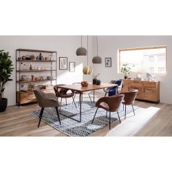 Ars Manufacti Woodlawn II set od 4 braon stolice od veštačke kože sa crnim metalnim ramom i dubokim sedištem