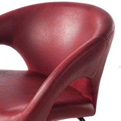 Ars Manufacti Woodlawn II bordo stolica od bordo veštačke kože sa crnim metalnim ramom i dubokim sedištem