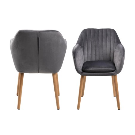 Actona Emilia stolica, 83x57x59cm, pliš/hrast masiv, siva | Outlet BGD