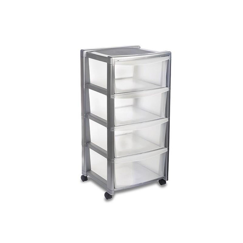 Stefanplast Libera polica sa fiokama, srebrna, 40x40x80cm | Outlet BGD