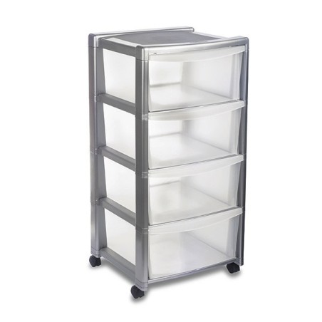Stefanplast Libera polica sa fiokama, srebrna, 40x40x80cm | Outlet BGD