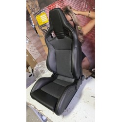 Tepper-Efka Sport Auto Sedište NK – Crna Koža/Siva Tkanina, Podesiv Naslon | Outlet BGD