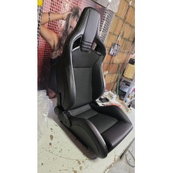 Tepper-Efka Sport Auto Sedište NK – Crna Koža/Siva Tkanina, Podesiv Naslon | Outlet BGD