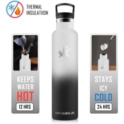 KollyKolla Termos Boca 1L – BPA Free, 2 Poklopca, Slamka, Čelik 18/8, Toplo 12h/Hladno 24h, Bela