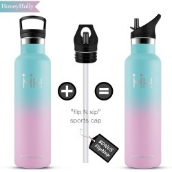 HoneyHolly Termos Boca 1L – BPA Free, 2 Poklopca, Slamka, Čelik 18/8, Toplo 12h/Hladno 24h, Emerald & Rose