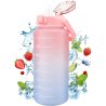 MXTIMWAN Sportska Boca 2L sa Slamkom – BPA Free, Motivacioni Natpisi, Vremenska Skala, Pink Plava