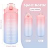 MXTIMWAN Sportska Boca 2L sa Slamkom – BPA Free, Motivacioni Natpisi, Vremenska Skala, Pink Plava