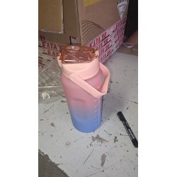 MXTIMWAN Sportska Boca 2L sa Slamkom – BPA Free, Motivacioni Natpisi, Vremenska Skala, Pink Plava