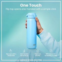 ION8 Boca za Vodu 1.2L Nerđajući Čelik – Flip Poklopac, 240°, Nepropusna, Alaskan Blue