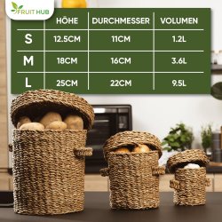 Fruit Hub set od 3 korpe od morske trave za krompir i luk