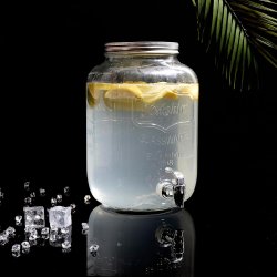 HOME DECO FACTORY Saveur et Dégustation Stakleni Dispenser 8L sa Slavinom – Retro, Metalni Poklopac