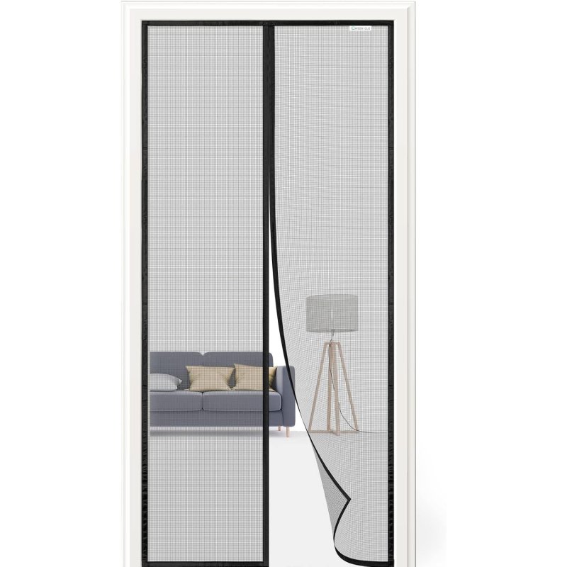 Crna magnetna mreža za vrata dimenzija 120 x 240 cm sa čičak trakom i centralnim magnetnim zatvaranjem