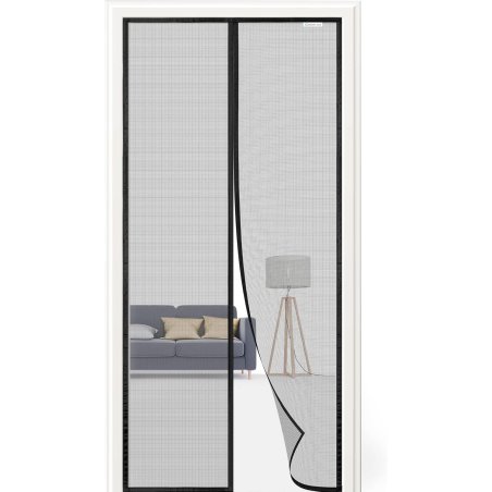 Crna magnetna mreža za vrata dimenzija 120 x 240 cm sa čičak trakom i centralnim magnetnim zatvaranjem