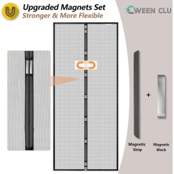 Crna magnetna mreža za vrata dimenzija 120 x 240 cm sa čičak trakom i centralnim magnetnim zatvaranjem