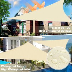 Krem trouglasto jedro za hlad dimenzija 3 x 3 x 3 m sa metalnim D-prstenovima na uglovima