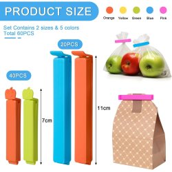 Set raznobojnih AiQInu plastičnih klipsi za zatvaranje kesa u dve veličine, 7 cm i 11 cm
