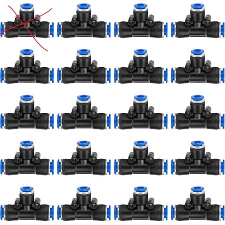 Set od 19 brzih pneumatskih push-in T-konektora redukcija 8mm na 6mm