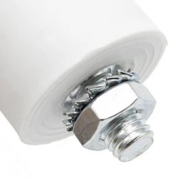Beli radni kondenzator 30 µF 400/450 V AC sa duplim konektorom i navojnim nastavkom
