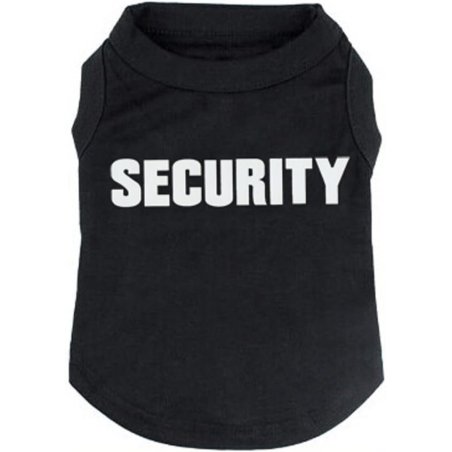 Crna pamučna majica za male pse sa belim natpisom SECURITY veličina S