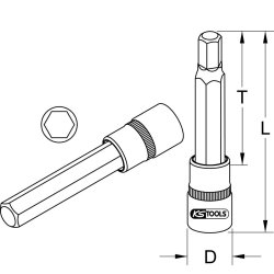 KS Tools 911.1564 dugi nasadni inbus ključ gedora 7mm sa prihvatom tri osmine inča