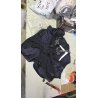 Teget kabanica za psa veličina M sa kapuljačom, crnom postavom i reflektujućim amom