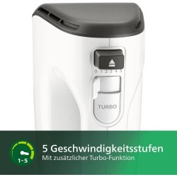 Beli Philips HR3741 ručni mikser sa kukama za testo i oštećenom metlicom