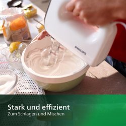 Beli Philips HR3741 ručni mikser sa kukama za testo i oštećenom metlicom