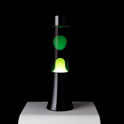 Zelena Fisura lava lampa mini 39.5cm sa hromiranom bazom i staklenim cilindrom