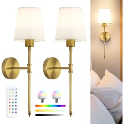 LuminexDesigns MW2121 set od dve zlatne zidne lampe sa belim abažurima bez sijalica