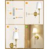 LuminexDesigns MW2121 set od dve zlatne zidne lampe sa belim abažurima bez sijalica