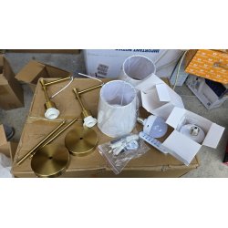 LuminexDesigns MW2121 set od dve zlatne zidne lampe sa belim abažurima bez sijalica