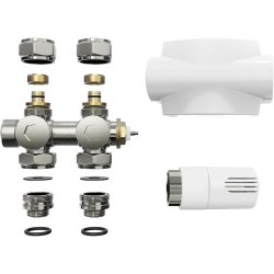 Heilmetz Multiblock set za priključak radijatora sa termostatskom glavom, beli, za centralni priključak 50 mm