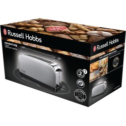 Russell Hobbs Adventure toster od brušenog čelika sa udubljenjem na bočnoj strani i rešetkom za peciva