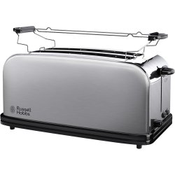 Russell Hobbs Adventure toster od brušenog čelika sa udubljenjem na bočnoj strani i rešetkom za peciva