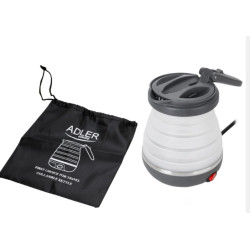 Sivi Adler AD 1370 sklopivi silikonski putni ketler zapremine 0.6 l sa UK utikačem i torbicom